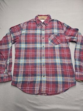 Weatherproof Vintage Red Blue Plaid Flannel Button Down Shirt Men's Size Small S